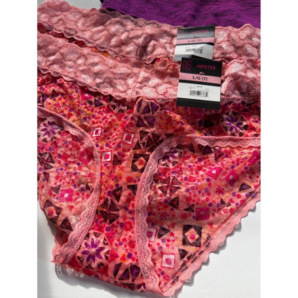 No Boundaries  Panty Bundle 5 Pack Hipster Thong Lace Seamless Purple Pink L 7 - Picture 3 of 7